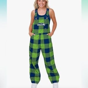 FOCO Seattle Seahawks plaid bib overalls Size: L